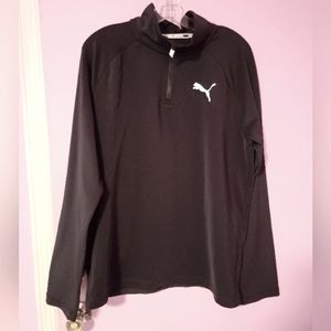 PUMA mens 1/4 zip jersey athletic longsleeve top black Size M